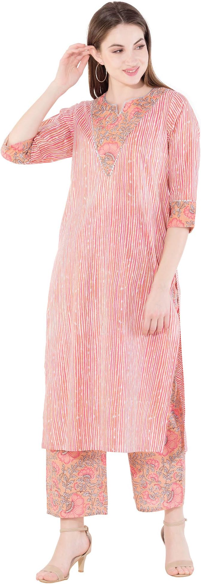 Harshana Women's Cotton Kurta Palazzos Set