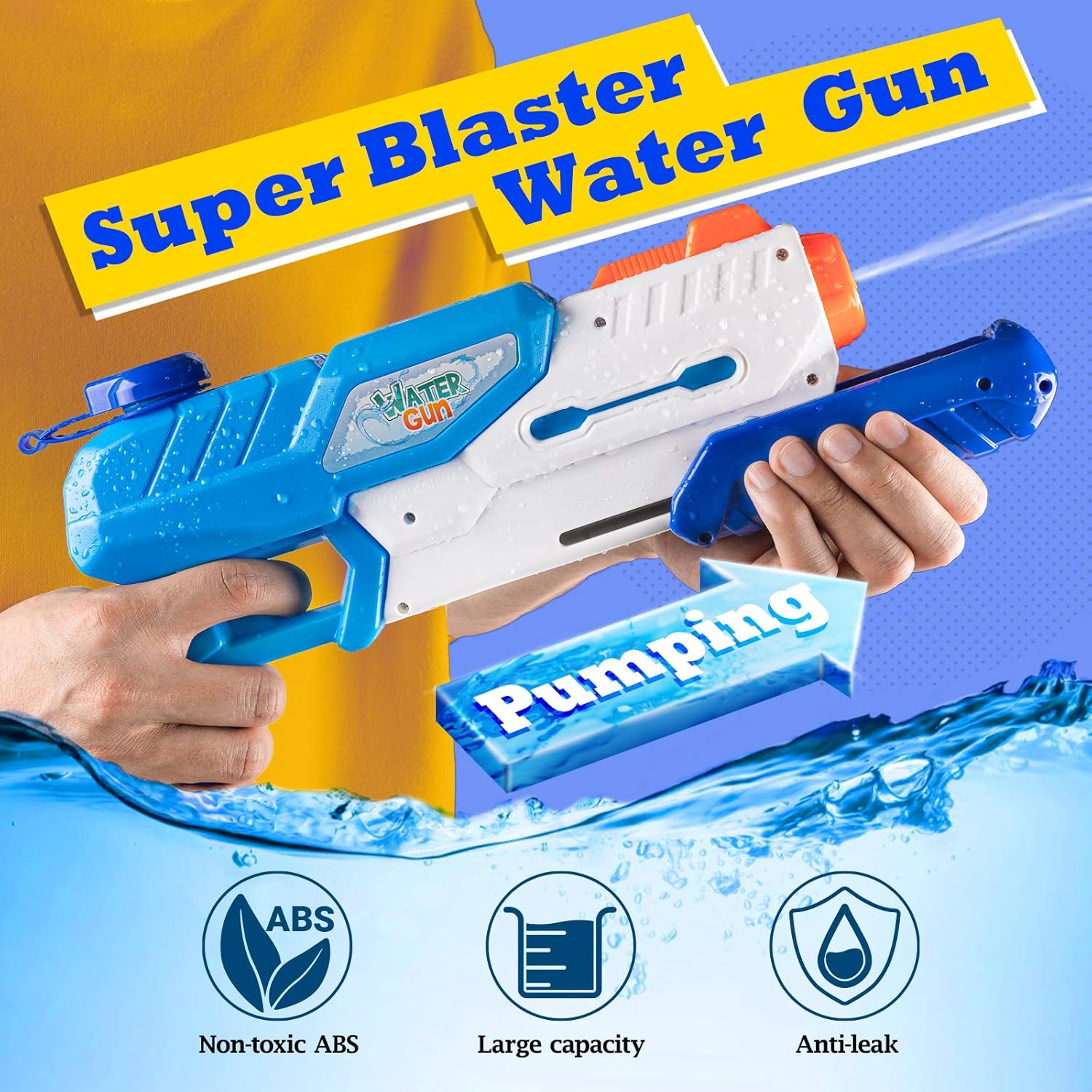 Water Guns,SHARKOOL 2 Pack Water Play Squirt Guns Water Soaker Guns Super Water Blaster 600CC Water Fighting Play Toys for Kids Summer Swimming Pool Beach Sand Backyard Outdoor Gifts for Adults: Toys & Games