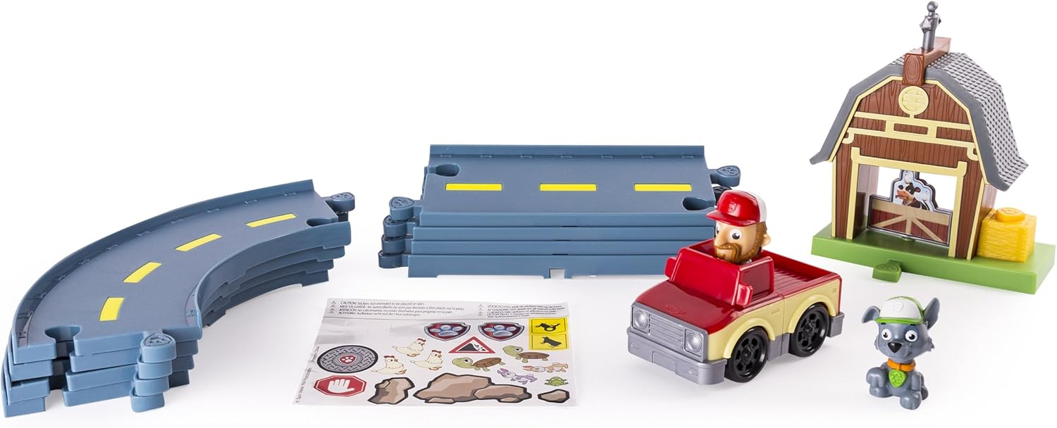 paw patrol rocky's barn rescue track set