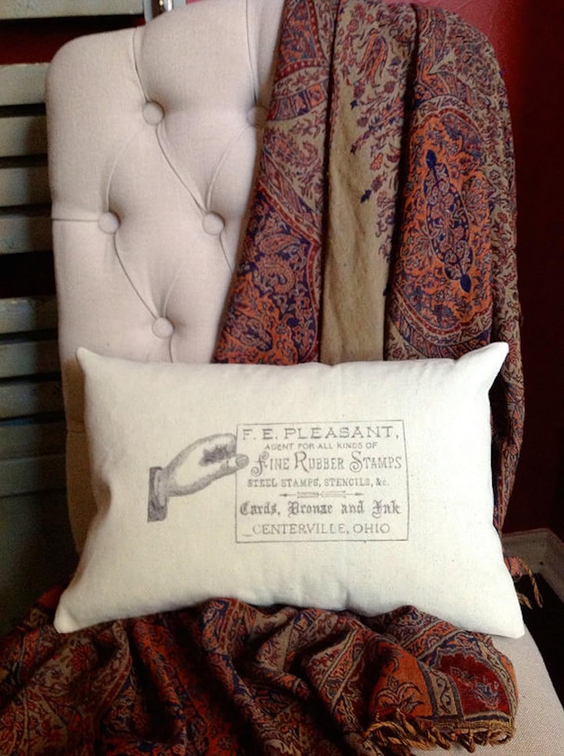 Vintage Advertisement Pillow Handmade