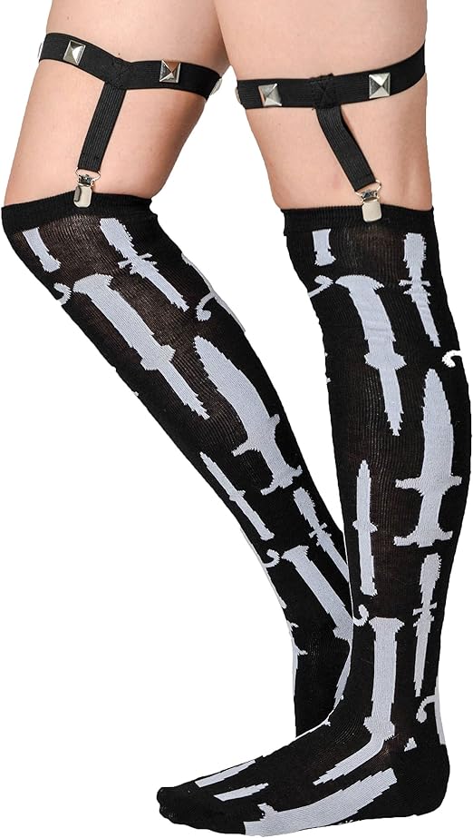 Gothic Knee High Sock Garter With Attached Thigh Highs Gartner Socks Too Fast Knife Amazon De Clothing