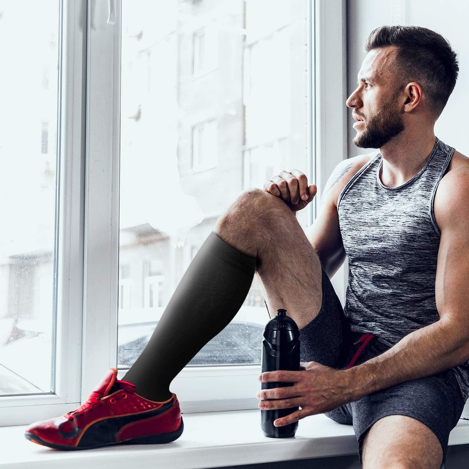 QUXIANG Compression Socks for Men and Women, Circulation (6 Pairs) - Best for Running Athletic Cycling 15-20 mmHg: Clothing