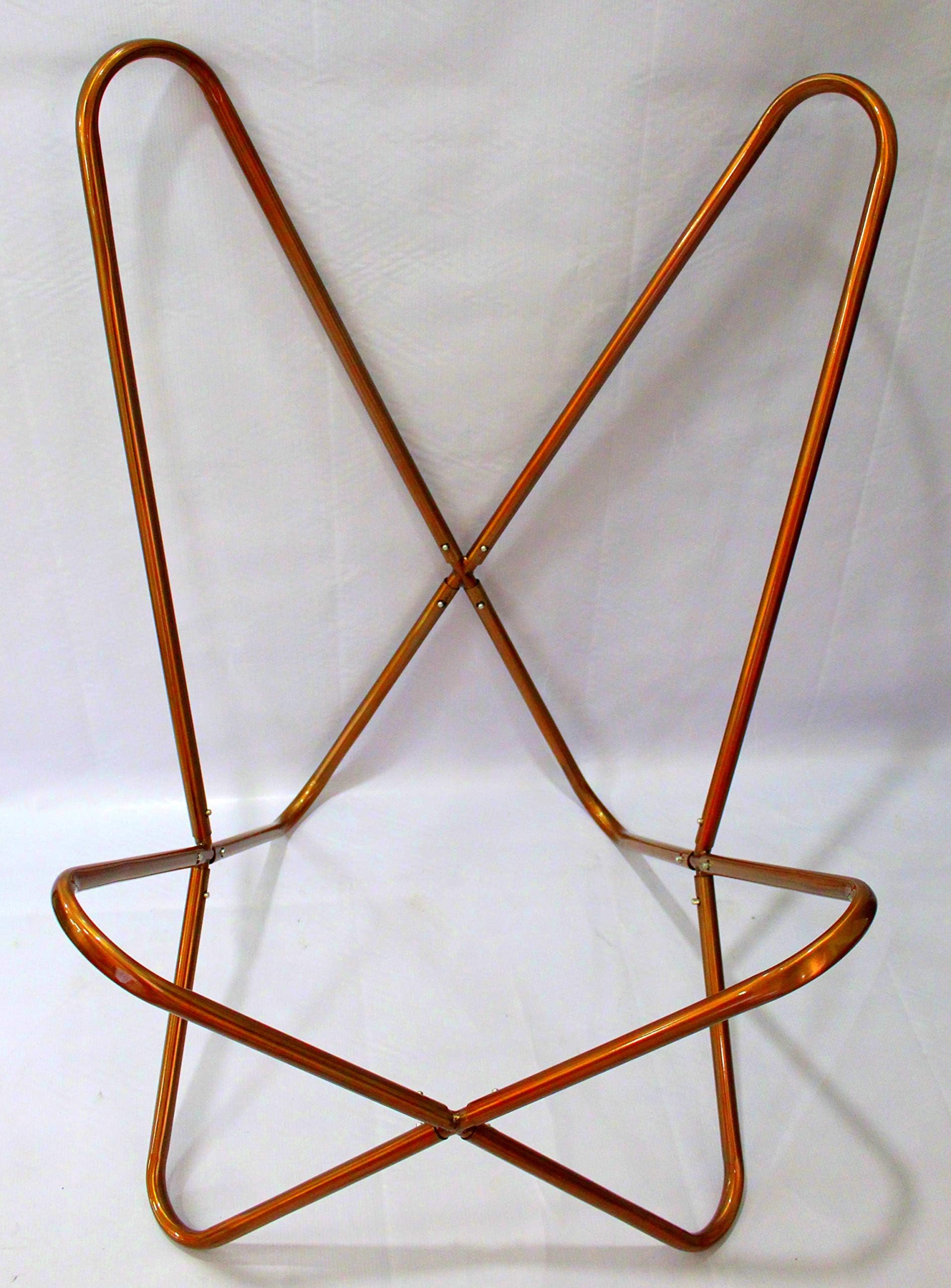 SR Leather Living Room Chairs-Butterfly Chair Leather Butterfly Chair-Handmade with Powder Coated Folding Iron Frame (Only Folding Frame) (Golden)