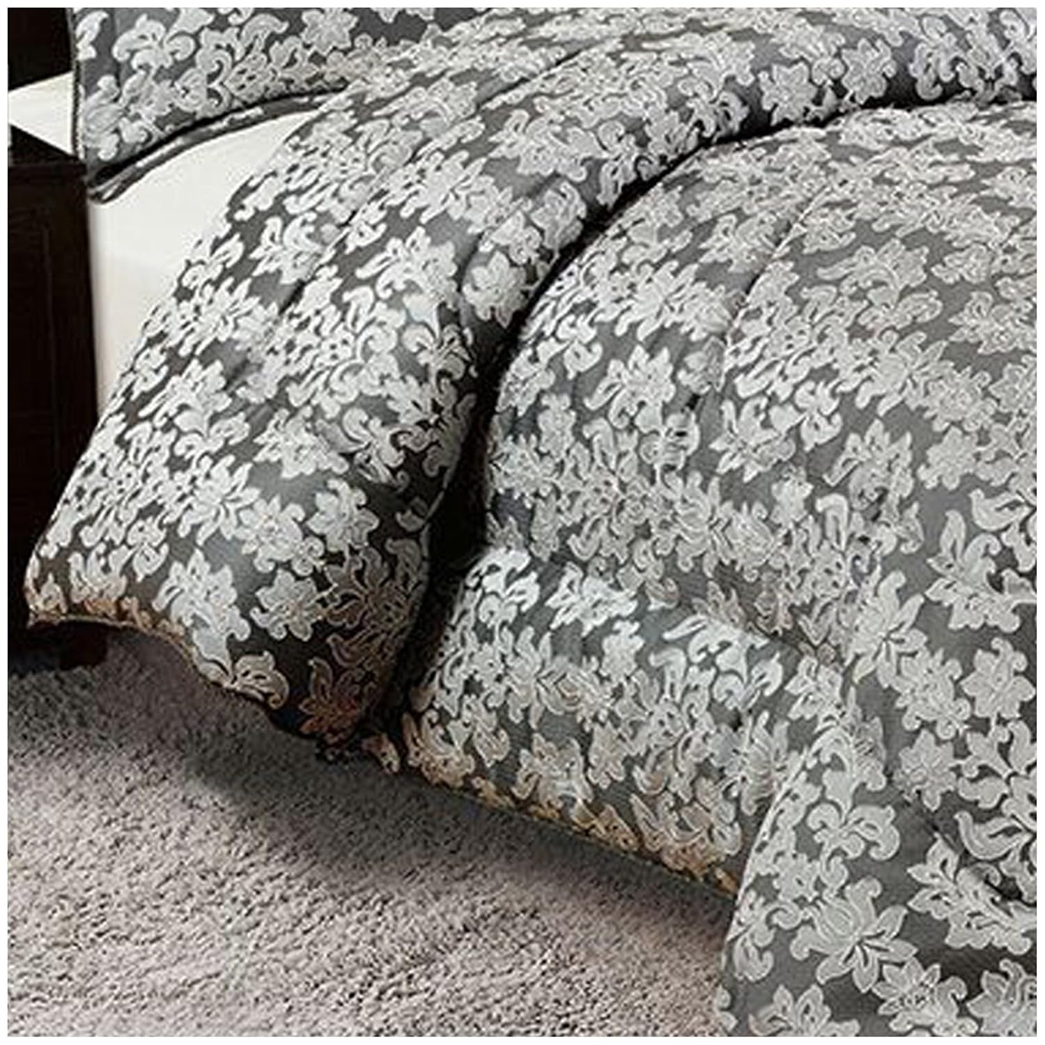 Luxurious Cream 3Pcs Quilted Jacquard Bedspread Super King Size eBay