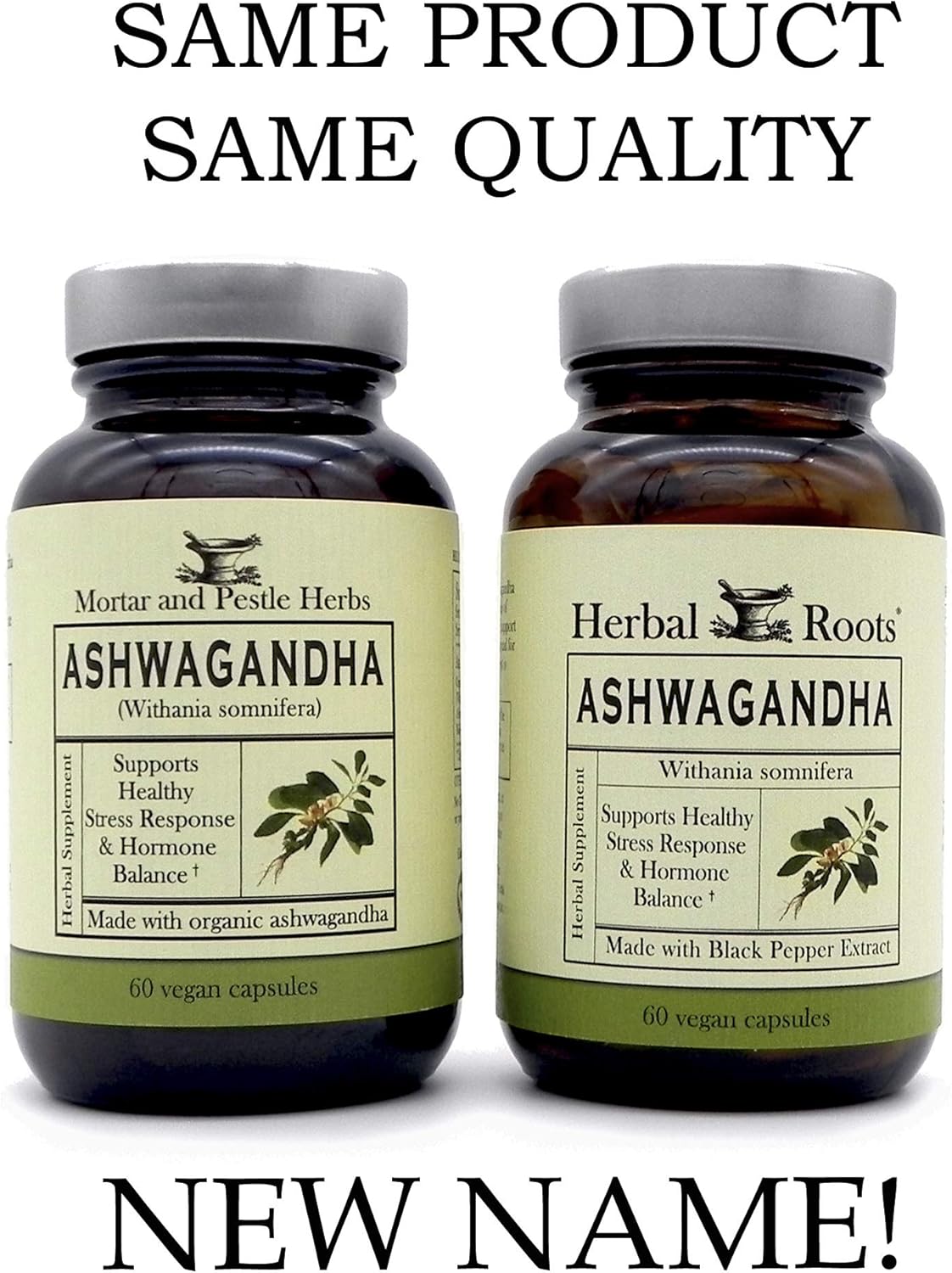 Herbal Roots Ashwagandha Capsules – Extra Strength Pure Organic Ashwagandha Root Powder Extract with BioPerine Black Pepper - 60 Vegan Capsules - Made in USA: Health & Personal Care