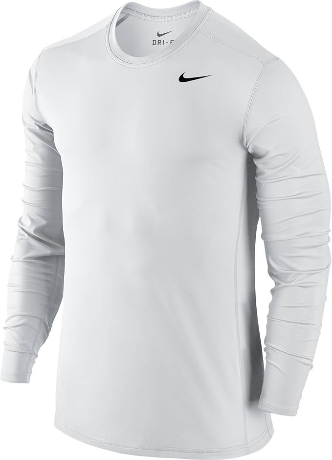Amazon.com: NIKE Men's Base Layer Long Sleeve Training Top, White/White/Black, Medium Tall Tall 