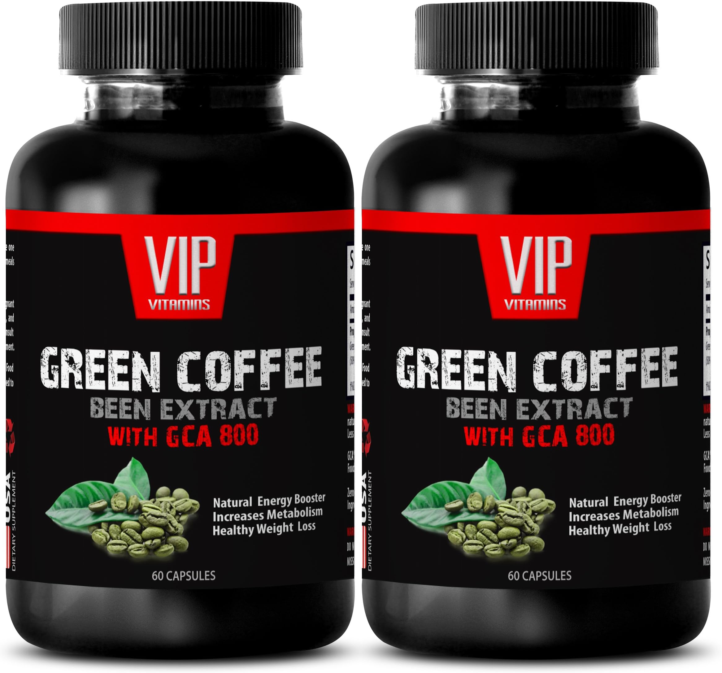 Garcinia Cambogia Weight Loss - Green Coffee Bean Extract with GCA 800 - Improves Cognitive Performance (2 Bottles - 120 Capsules)