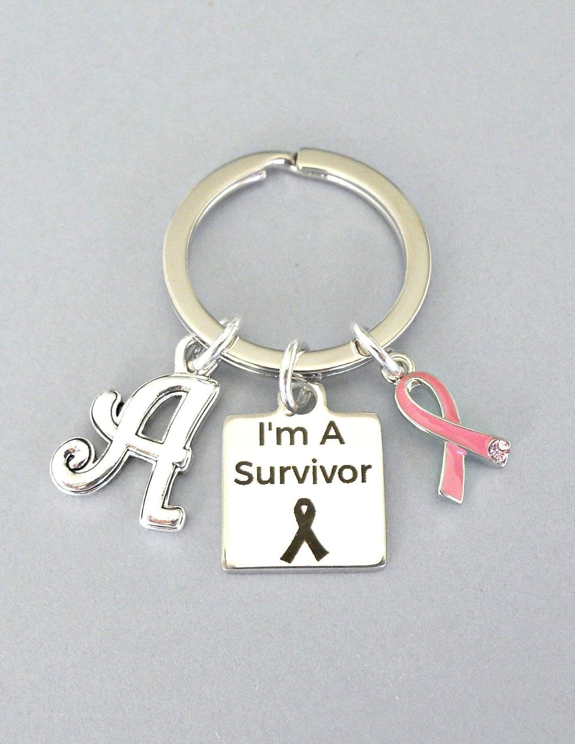Personalized Survivor keyring, breast cancer awareness gift