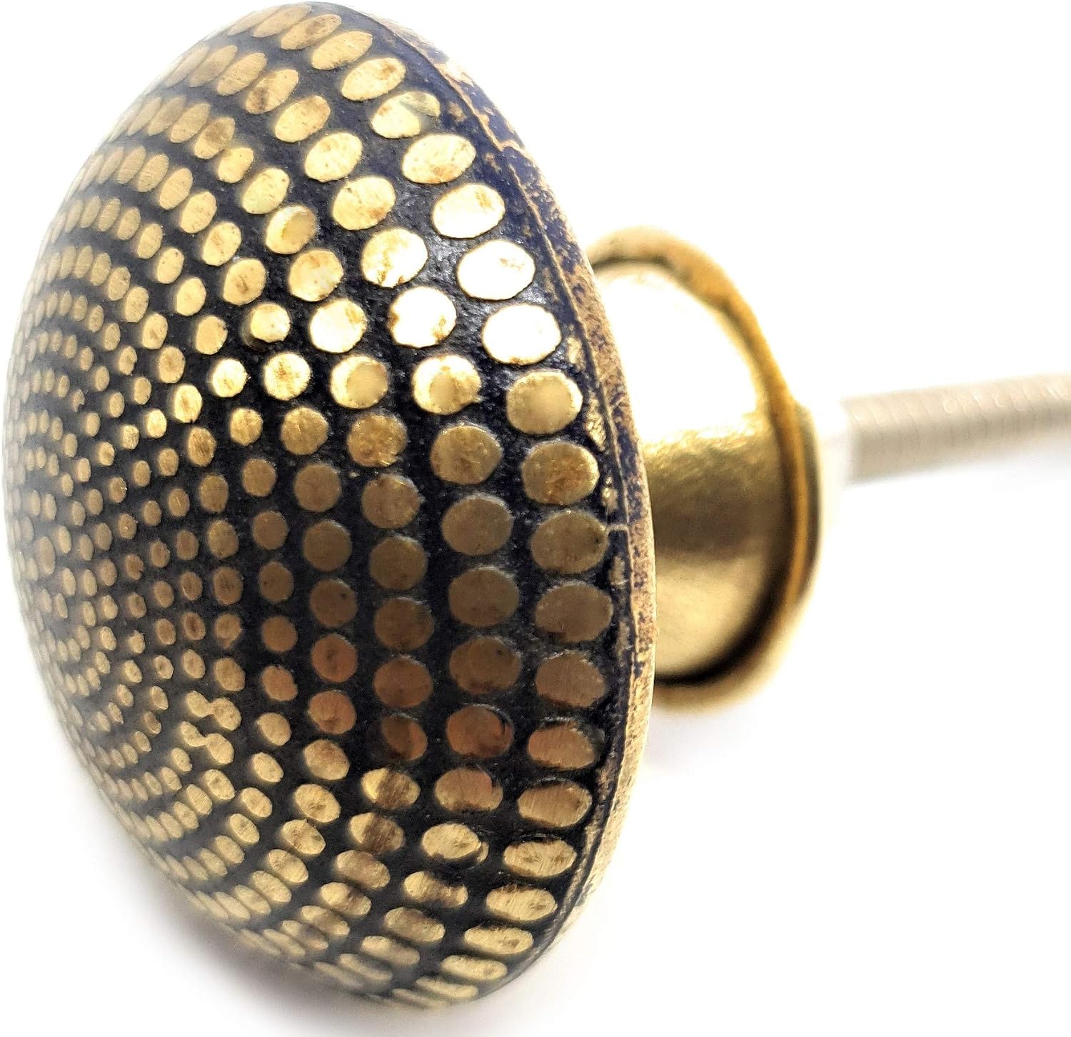 French Furniture Fittings Set of 6 Antiqued Brass Dimple Knobs, Kitchen Cabinet Pulls, Cupboard, Chest, Furniture