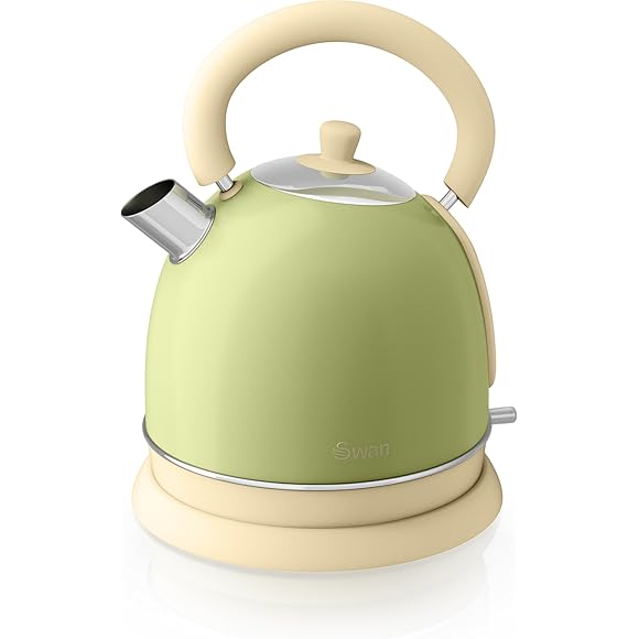 Tea Green Swan Retro Dome Kettle, 1.8 Litre