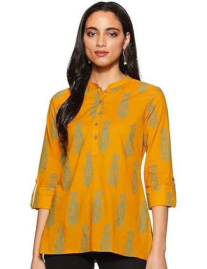 Women's Floral Regular Fit 3/4 Sleeve Cotton Top