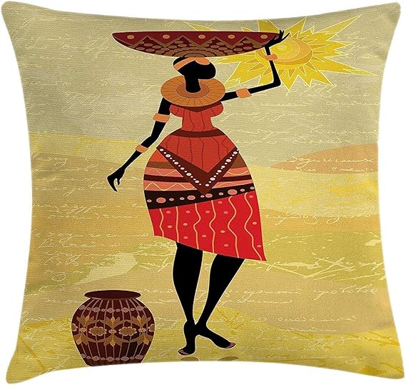 tyui7 Mujer Africana con una Olla en su Mano Ilustración de la Cultura