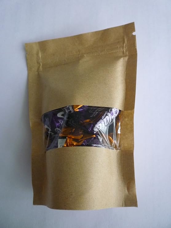 40 Small Kraft paper bags with windows ziplock seal / stand up bottom