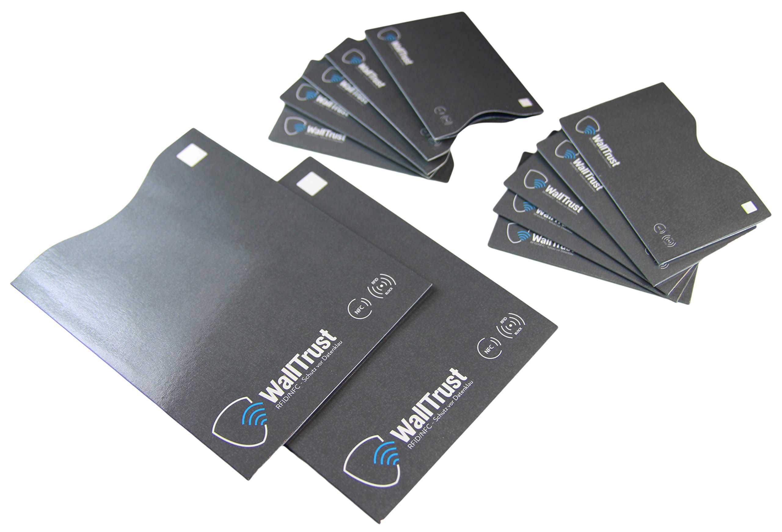 WallTrust® protectoras de tarjetas RFID NFC | Protección * Aprobado TÜV Alemán * | 12 Fundas para Tarjeta de Crédito Débito Identificación y Pasaporte