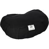 Buckwheat Meditation Cushion – Crescent, Round Or Zabuton Zafu Yoga Pillow | 7 Colors | Zippered Organic Cotton Cover & Liner to Add or Remove Hulls | Machine Washable | Carrying Handle