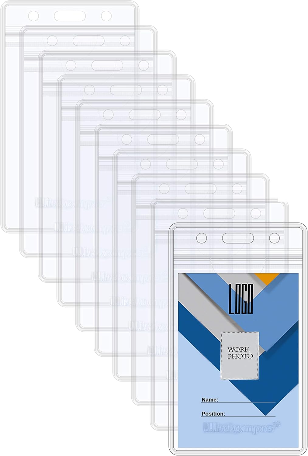 Wisdompro 10 Pack Vertical ID Card Badge Holder