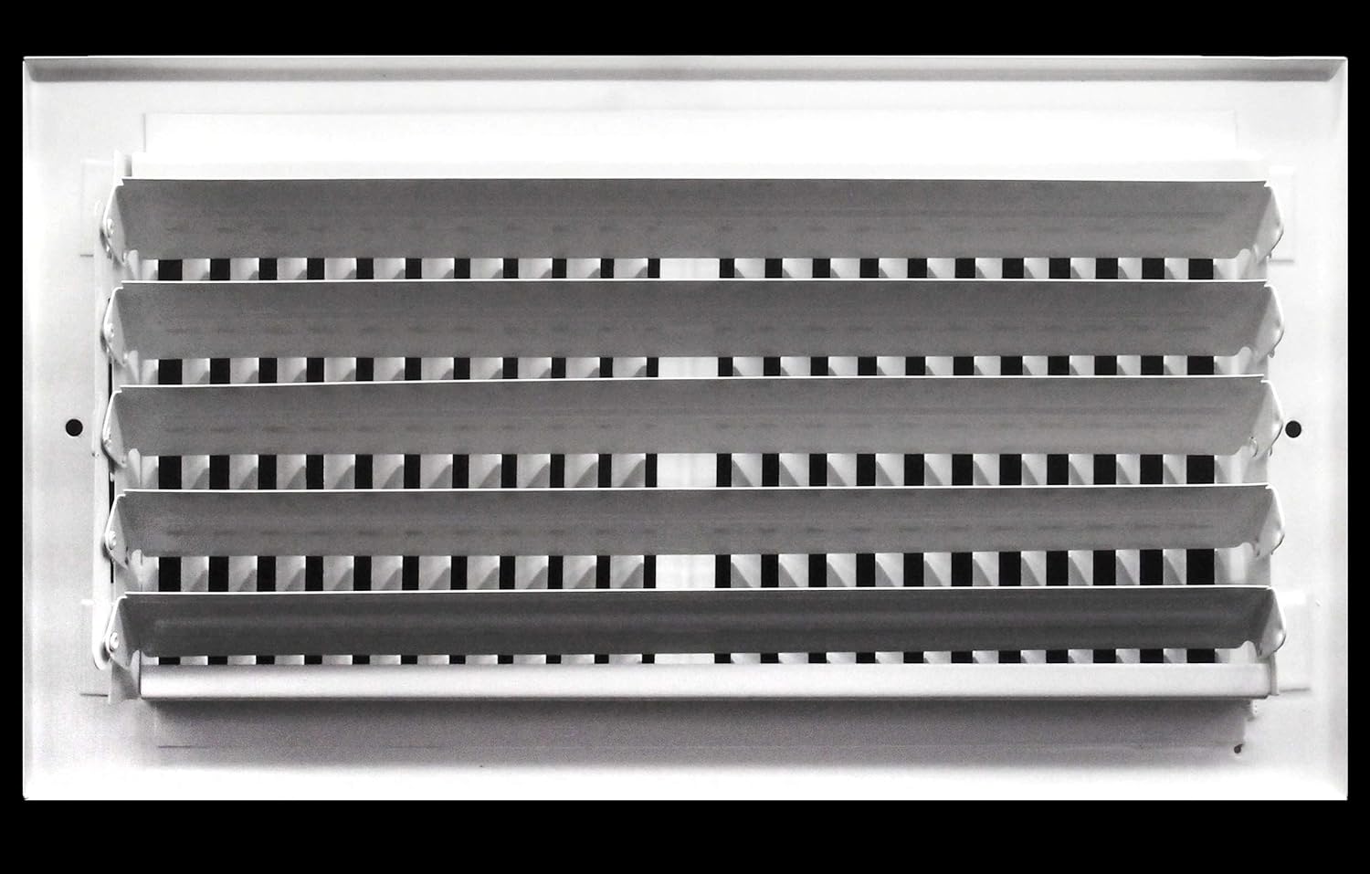 12"w X 6"h 2-Way-Flat Stamped Steel - Vent Cover - Grille Register - Sidewall or Ceiling - High Airflow - White [Outer Dimensions: 13.75"w X 7.75"h] - - 