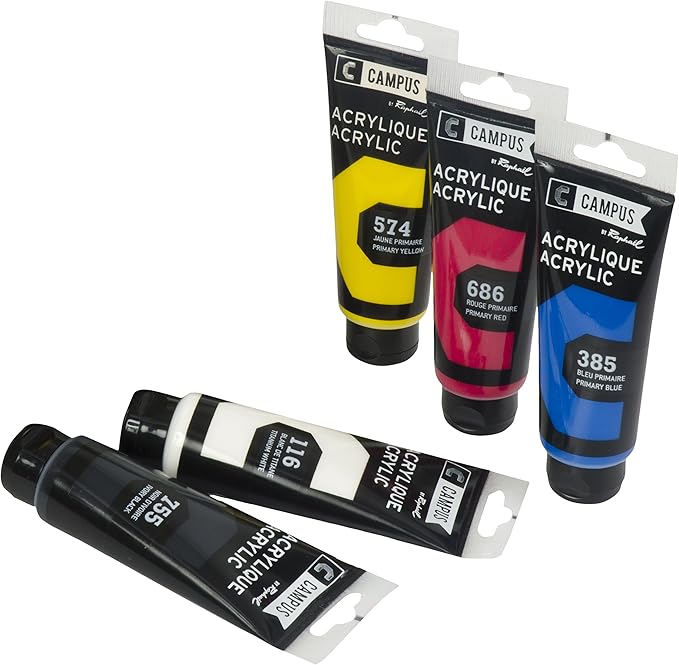 CAMPUS - Caja de 5 tubos acrílicos (100 ml): Amazon.es: Oficina y papelería