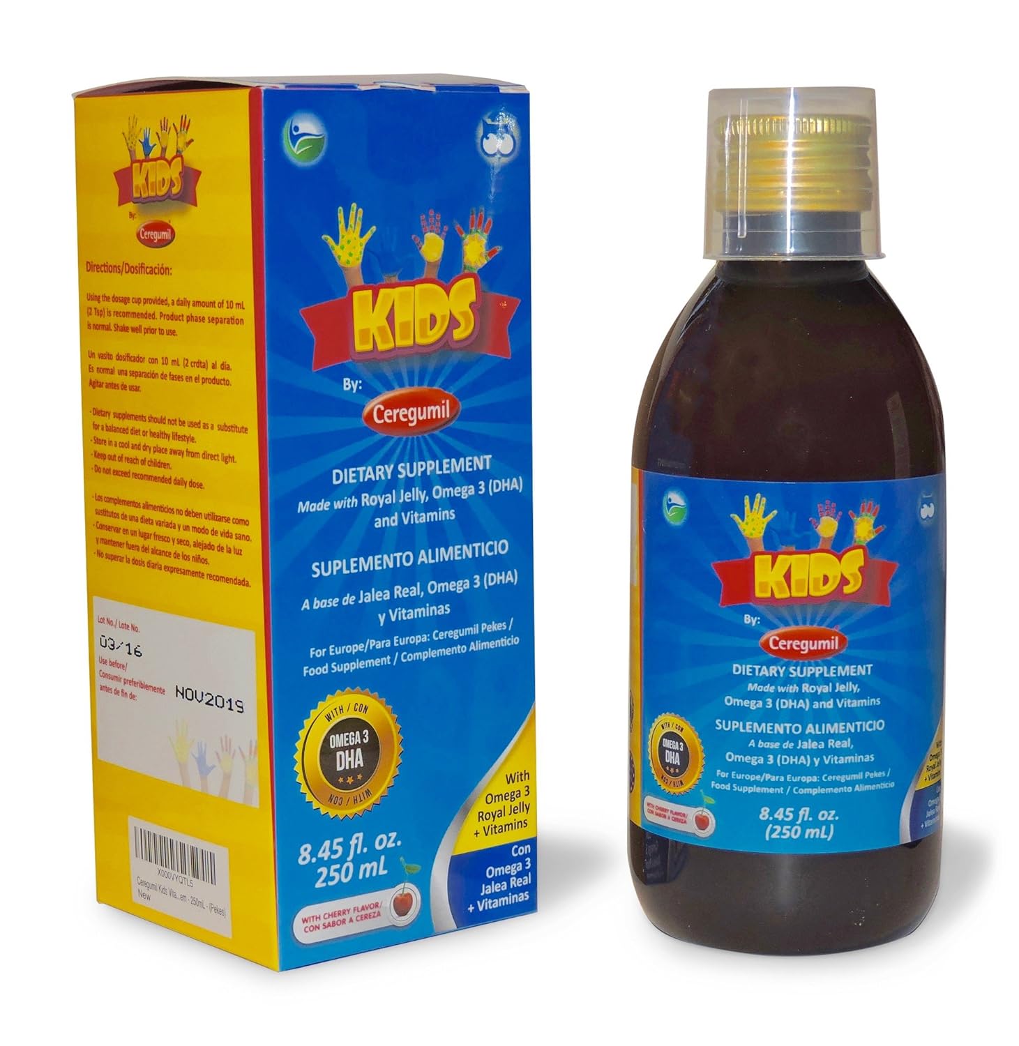 Ceregumil Kids Algae Omega 3 DHA Liquid Daily Multivitamin w Vitamins C