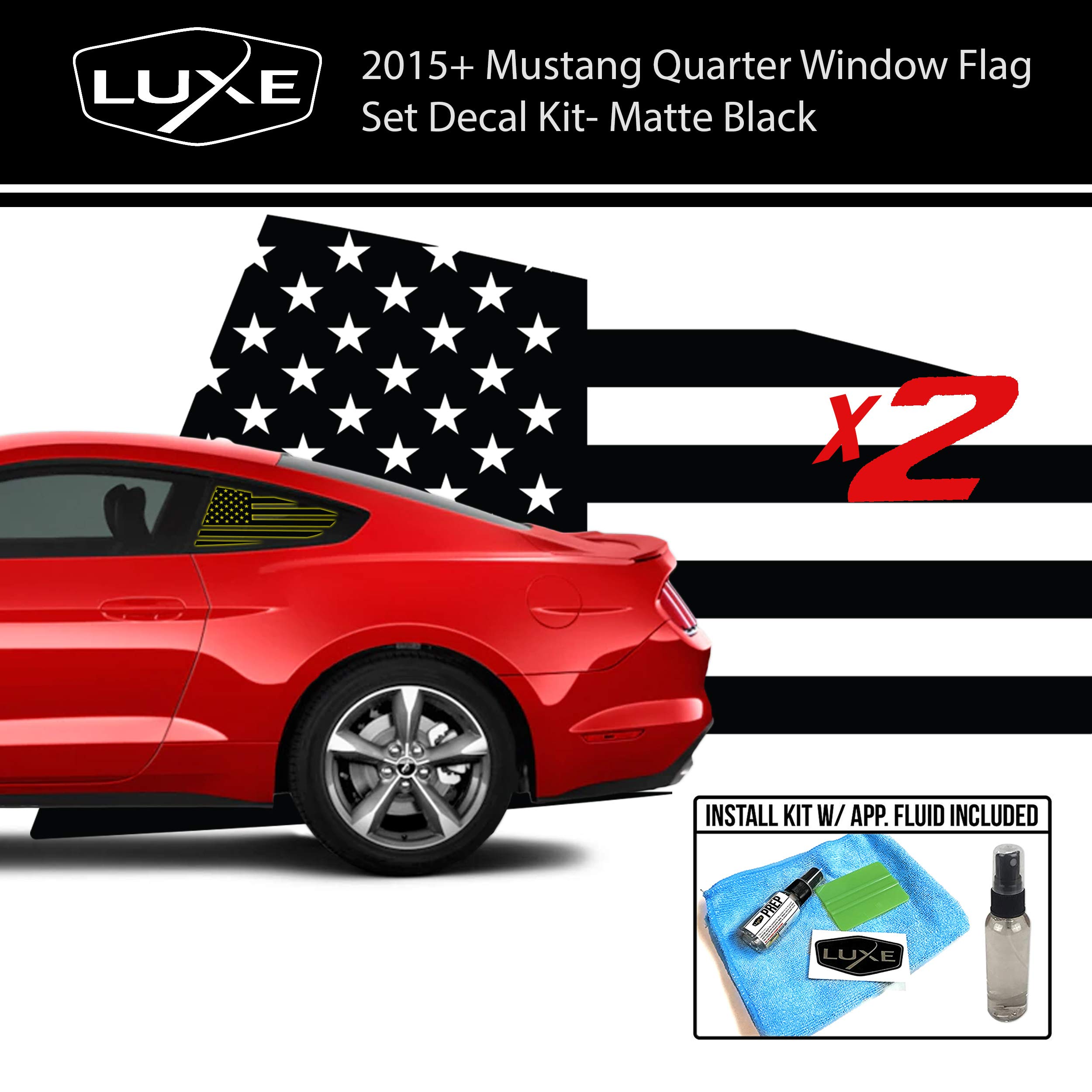 Luxe Auto Concepts 2015+ Mustang Quarter Window Flag Set Decal Kit - Matte Black