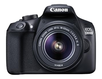 Image result for Canon EOS 1300D 18MP Digital SLR Camera (Black) with 18-55mm ISII Lens, 16GB Card and Carry Case