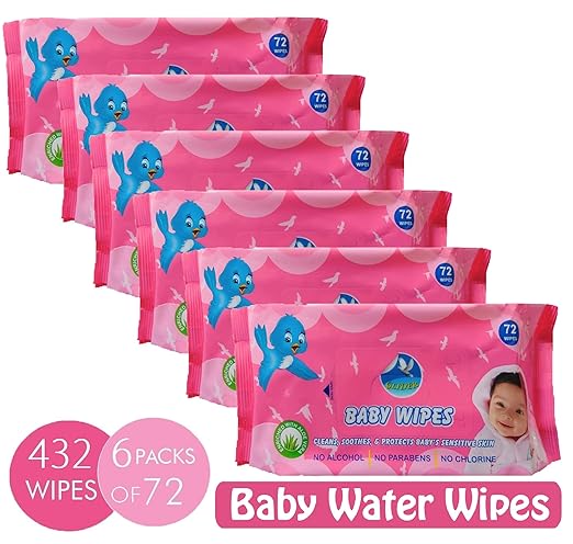 Glider Soft Baby Water Wipes with Aloe Vera,Vitamin E & Mild Fragrance for Babies Sensitive Skin - 72 Wipes/Pack, (Pack of 6)