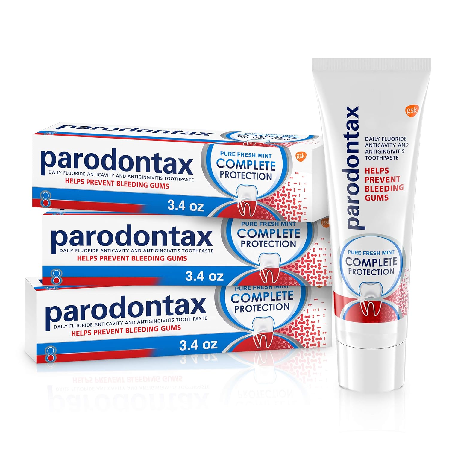 Parodontax Complete Protection Toothpaste for Bleeding Gums, Gingivitis Treatment and Cavity Prevention, Pure Fresh Mint - 3.4 Ounces : Beauty