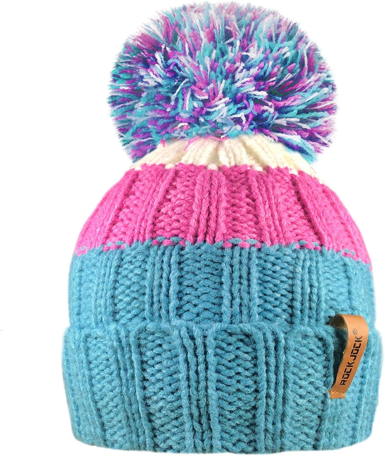 RockJock R80 Kids Girls Boys Ribbed Striped Thermal Insulating Bobble