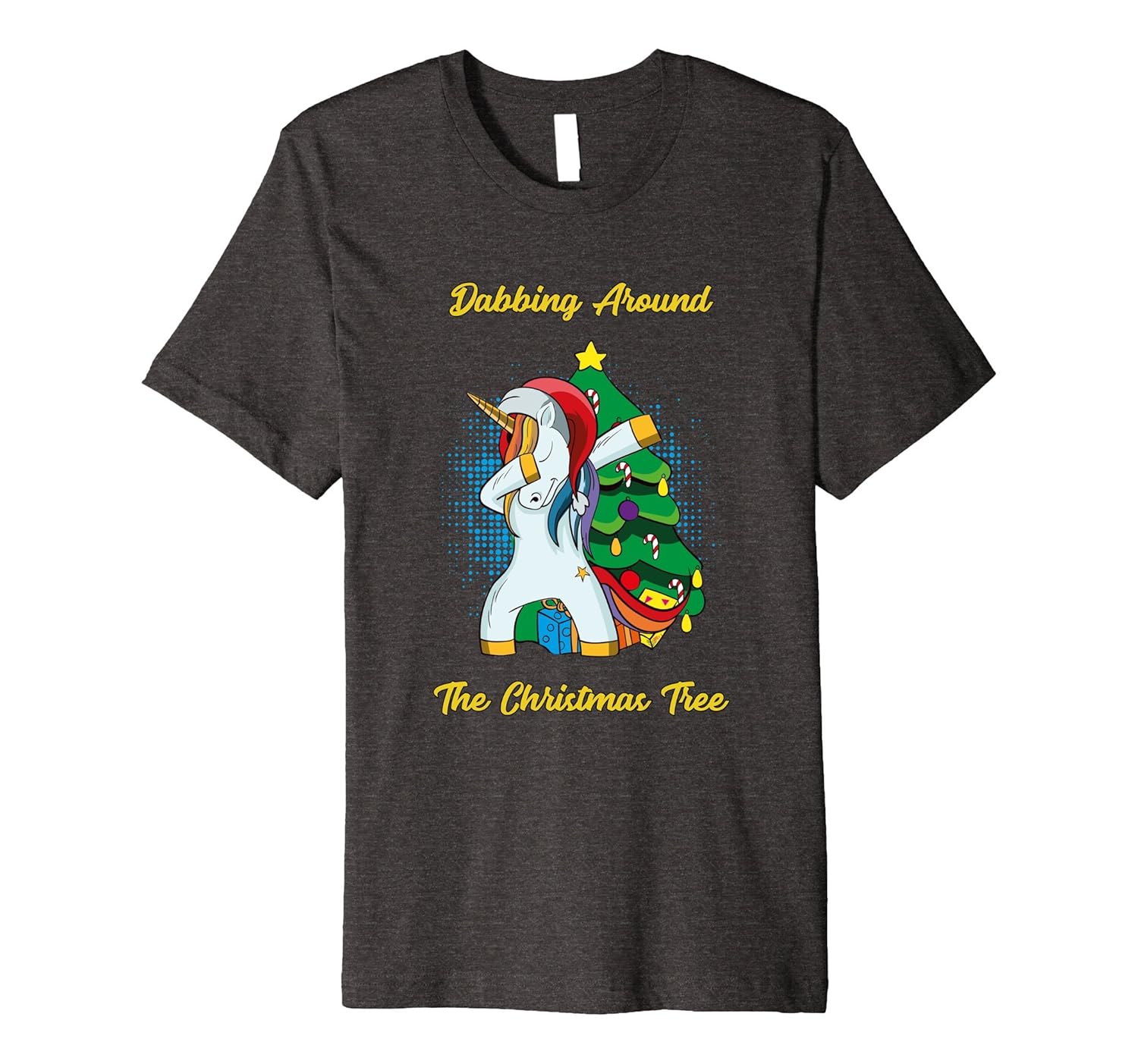 Unicorn Dabbing Around Christmas Tree Shirt Kids Gift-ANZ