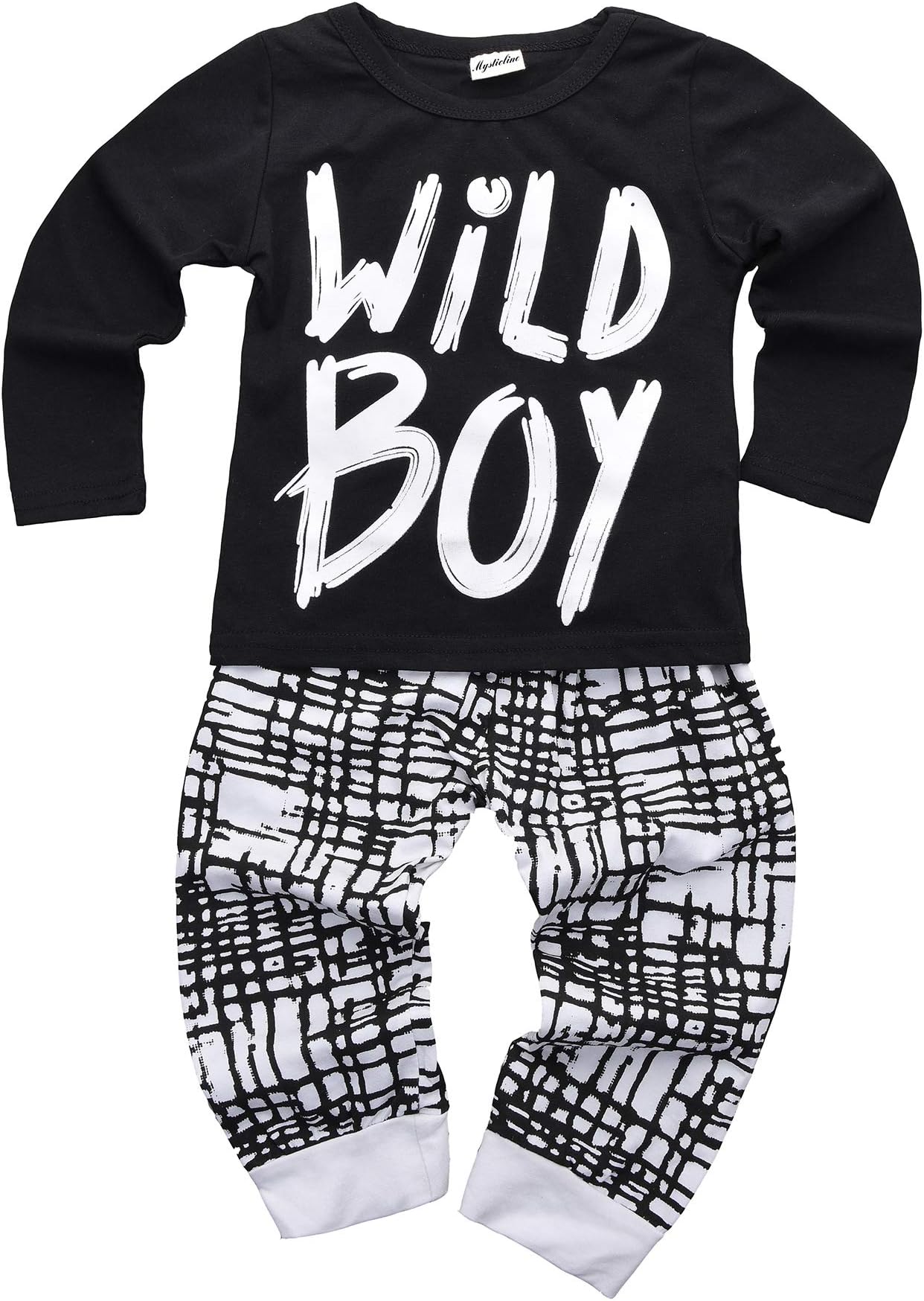 Newborn Baby Boys Clothes Wild Boy Letter Print T-Shirt Tops and Pants Outfits Set Summer Spring