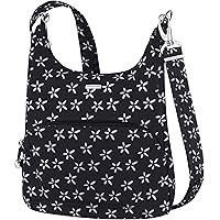 Travelon Anti-Theft Classic Essential Messenger Bag (One Size, A B/W SMALL FLOWER PRINT)