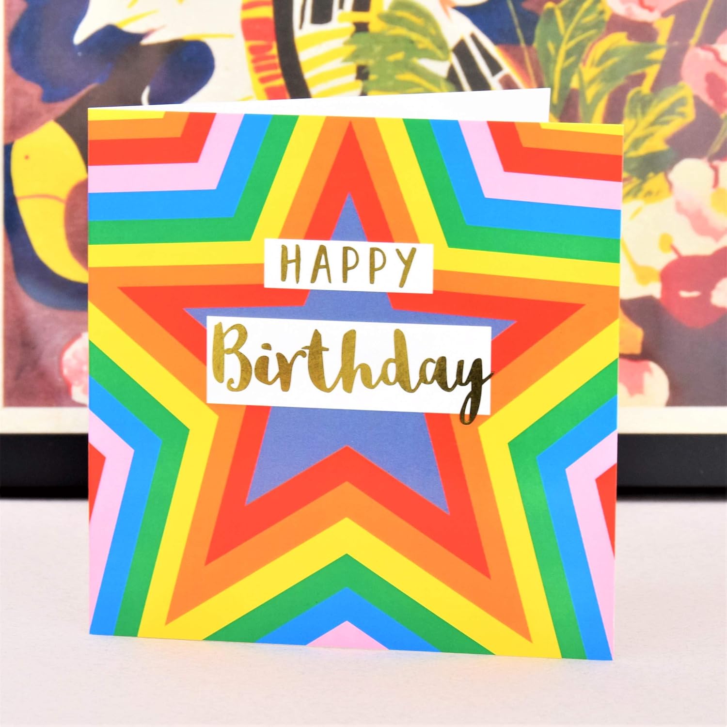 Claire Giles Greeting Cards, Happy Birthday Card, Colour Stars Design Greeting Card, Text Foiled in Shiny Gold - Image 5