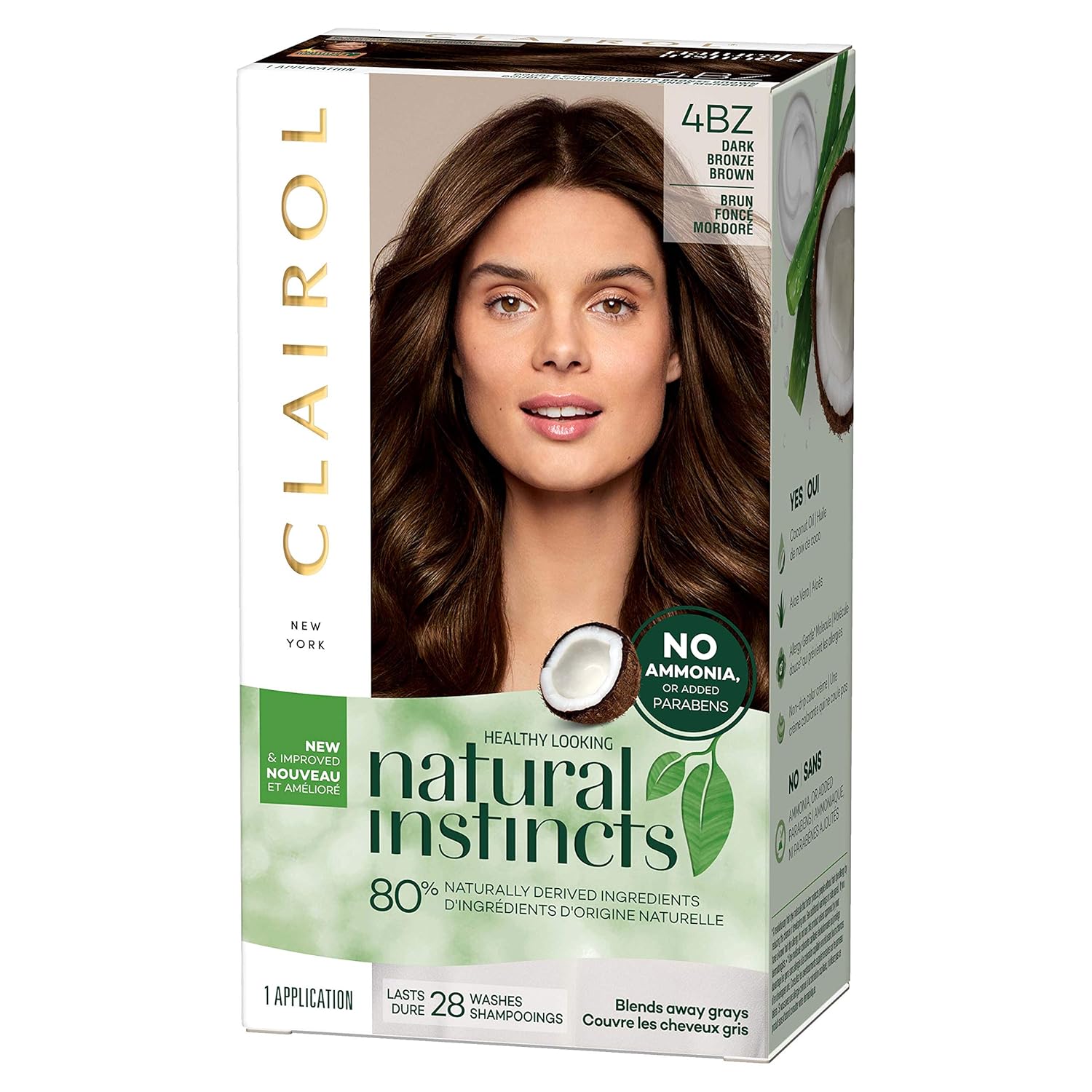 Clairol Natural Instincts Semi-Permanent, 4BZ Dark Bronze Brown, Double Espresso, 1 Count : Beauty