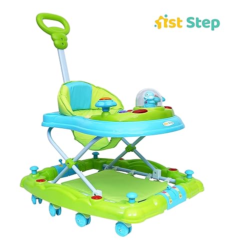 1st Step Walker Cum Rocker with Push Handle and 3 Level Height Adjustment -Green