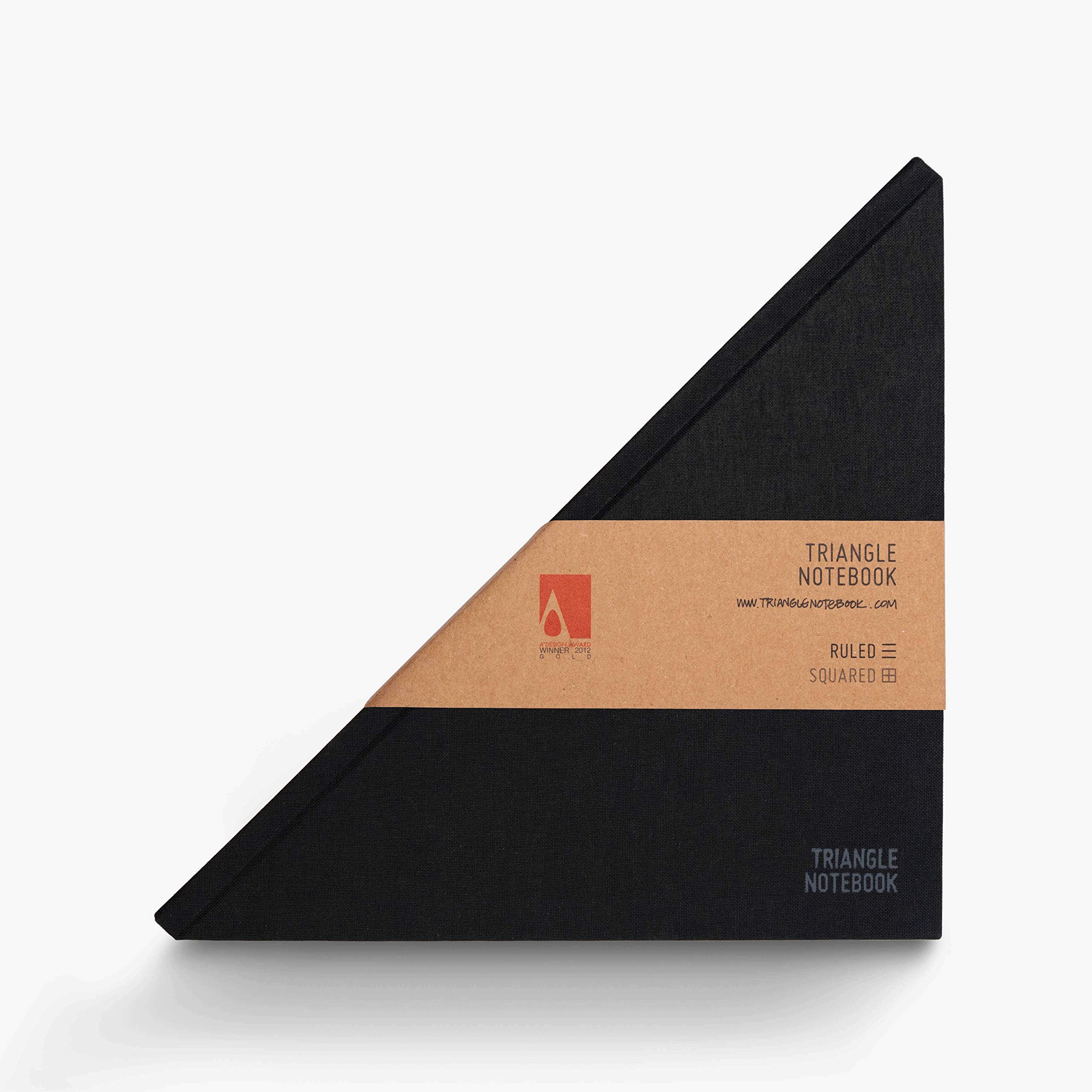 Triangle Notebook - Fabric Hardcover Notebook - Unique Design (Black - Ivory Paper)