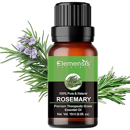 Elemensis Naturals Pure Rosemary Essential Oil for Hair Growth, Skin and Body, Muscle & Joints, Pure and Natural Therapeutic Grade, 15ml