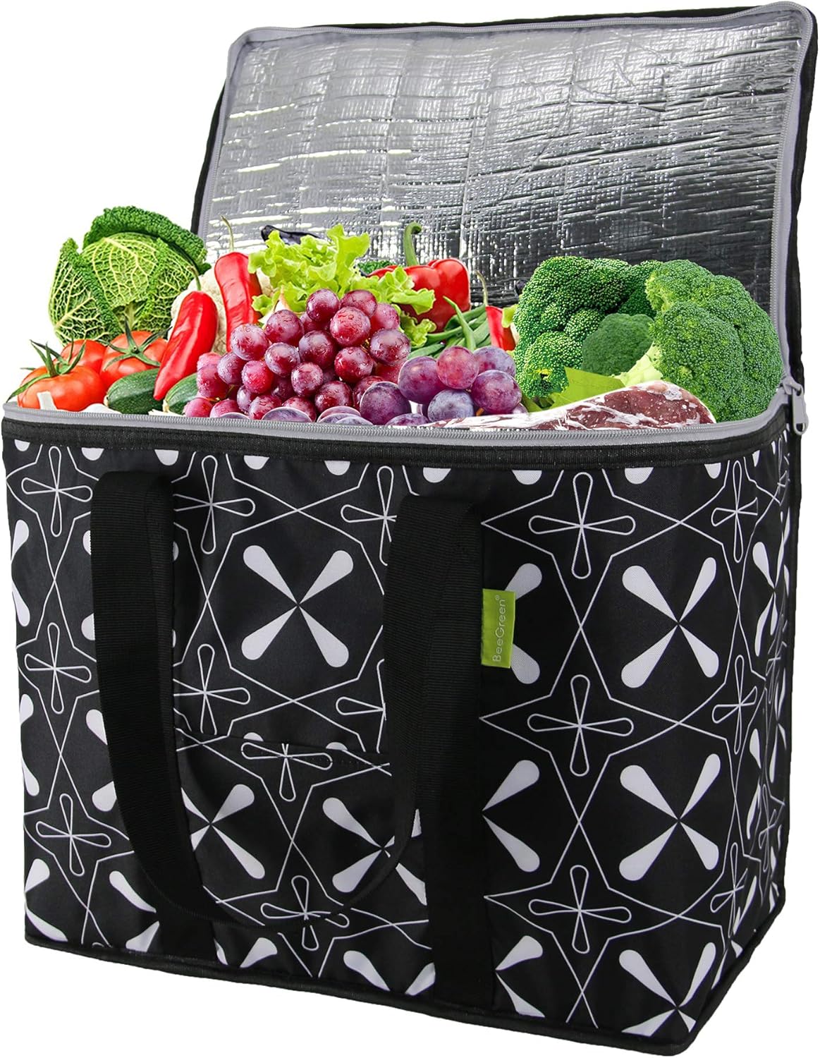 Food Delivery Bag to Keep Foods Hot or Cold Insulated Reusable Grocery Bag with Zipper Top XLarge Cooler Bag for Shopping Thermal Tote Heavy Duty Stands Upright Collapsible