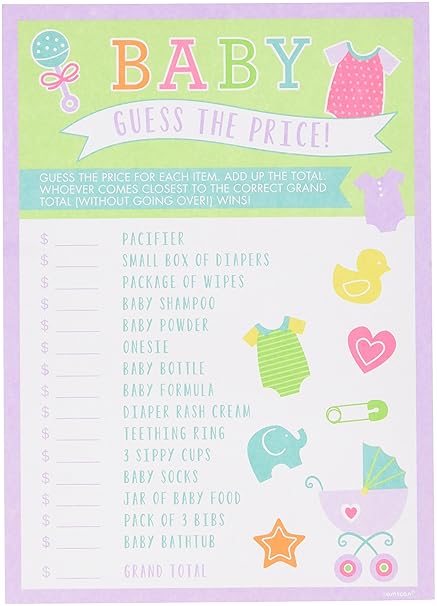 Amazon Com Amscan Baby Guess The Price Game Baby Shower Amazon Com Amscan Baby Guess The Price Game Baby Shower