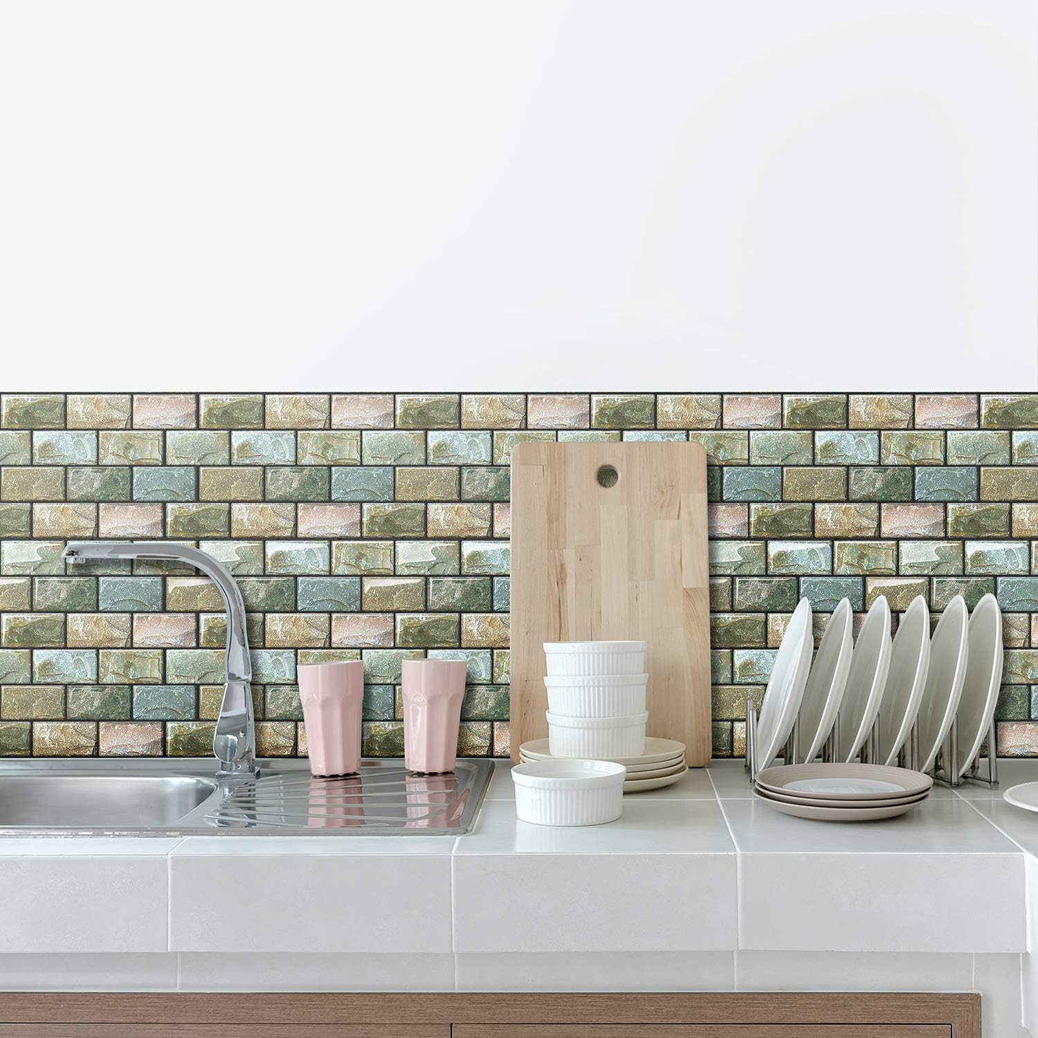 10x10 6 Joqixon Peel And Stick Wall Tile For Kitchen Backsplash Subway Tile Backsplash 3d Brick Tile Peel And Stick Bathroom Wall Tile Stickers 4 Sheets Decorative Tiles