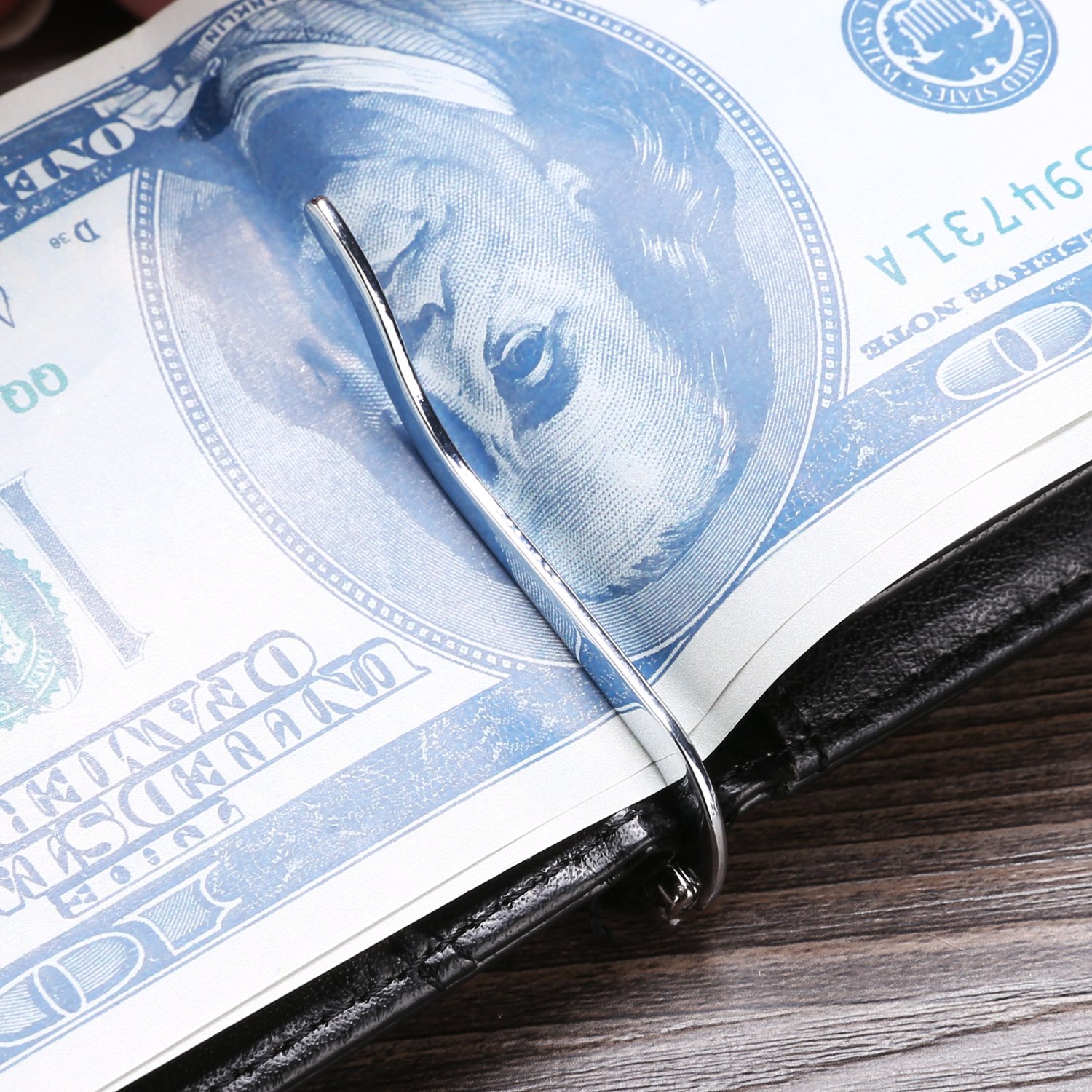 Men\'s Bifold Wallets, Soft Rectangle Synthetic Leather Solid Card Case Wallet Purse with Money Clip