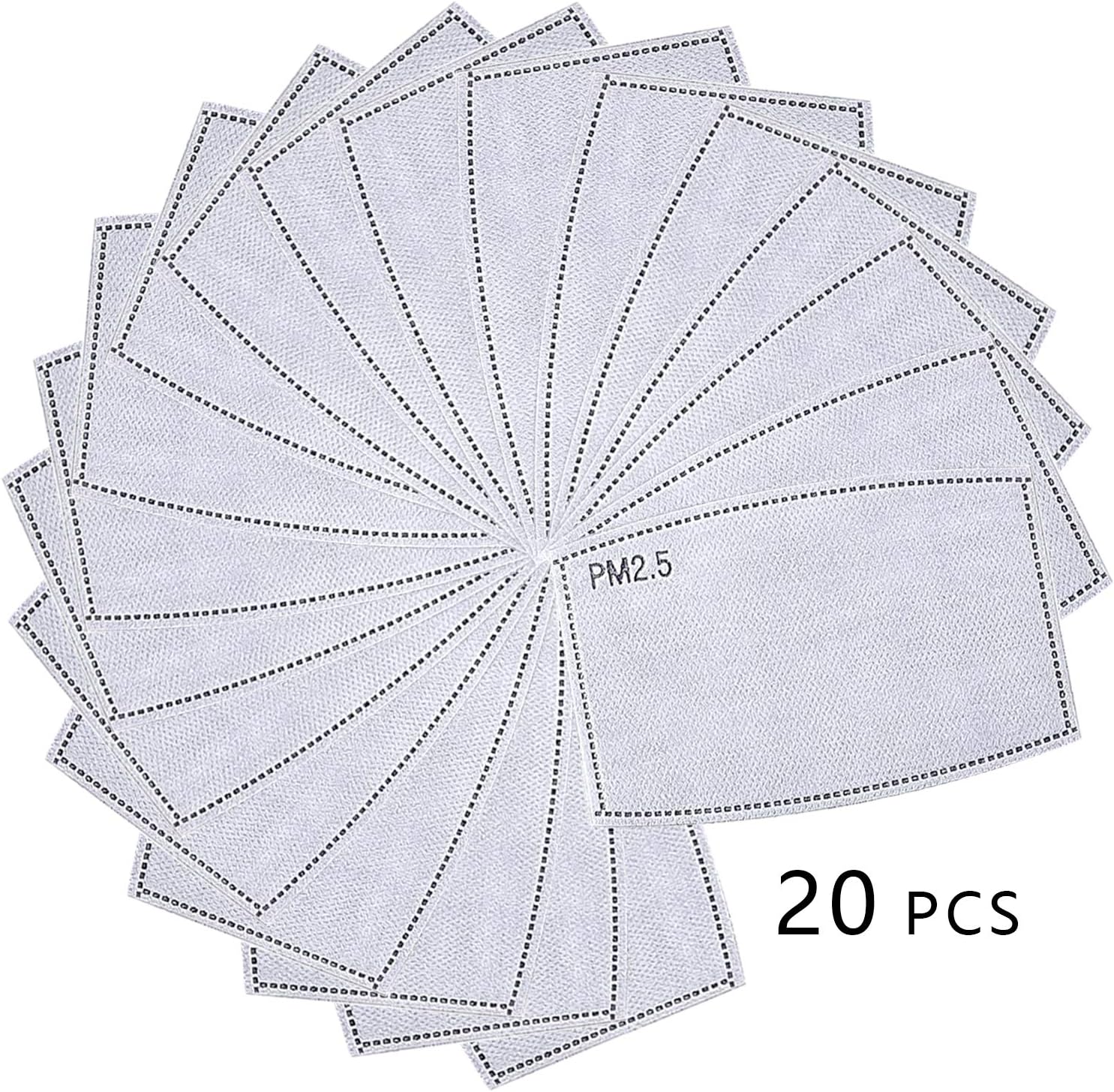 20Pcs Adult PM2.5 N95 Activated Carbon Filter Face Mask Filters Breathing Insert Protective Mouth Mask Filter