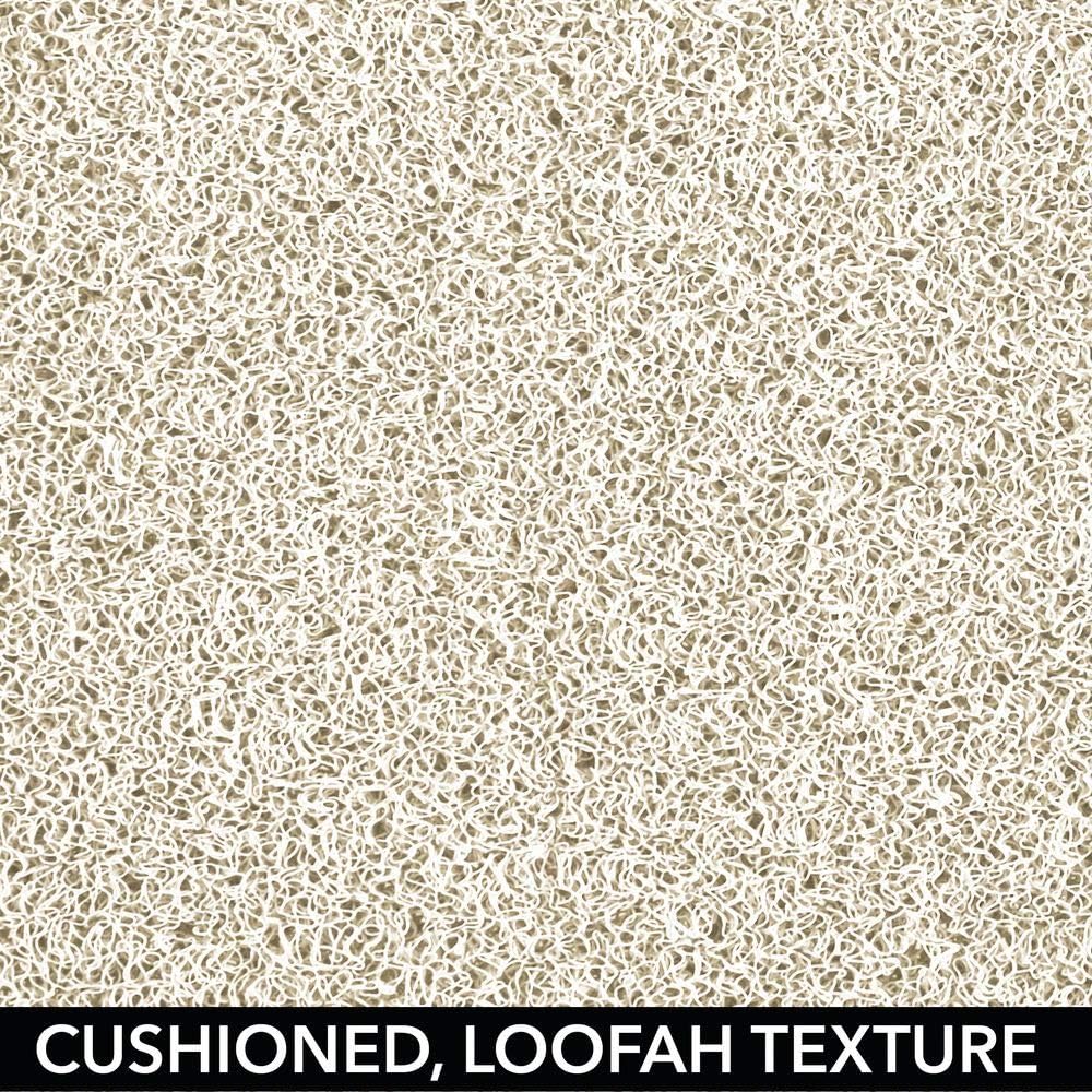 mDesign Loofah Non-Slip, Quick Drying Cushioned Mat with Suction Cups for Bathroom Shower or Tub - Natural Cream/Tan: Home & Kitchen