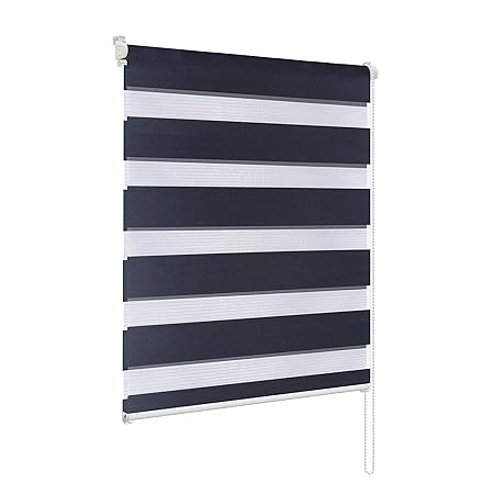 Rapid Teck® Duo Rollo Doppelrollo Schwarz 50cm x 150cm ohne Bohren Klemmfix Seitenzugrollo Kettenzugrollo Vario Jalousie