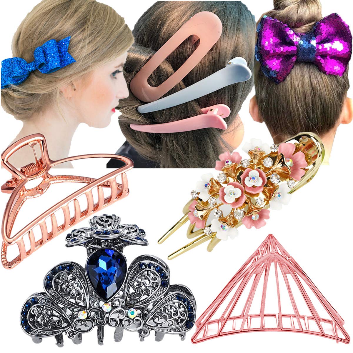 cuhair Newest Sequin Glitter Women Girl Hair Clip, Leaf