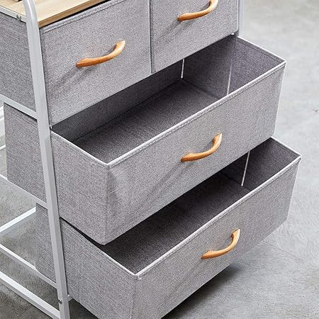 Qihang Uk Grey Dresser Fabric Chest Of Drawers Bedroom Clothes