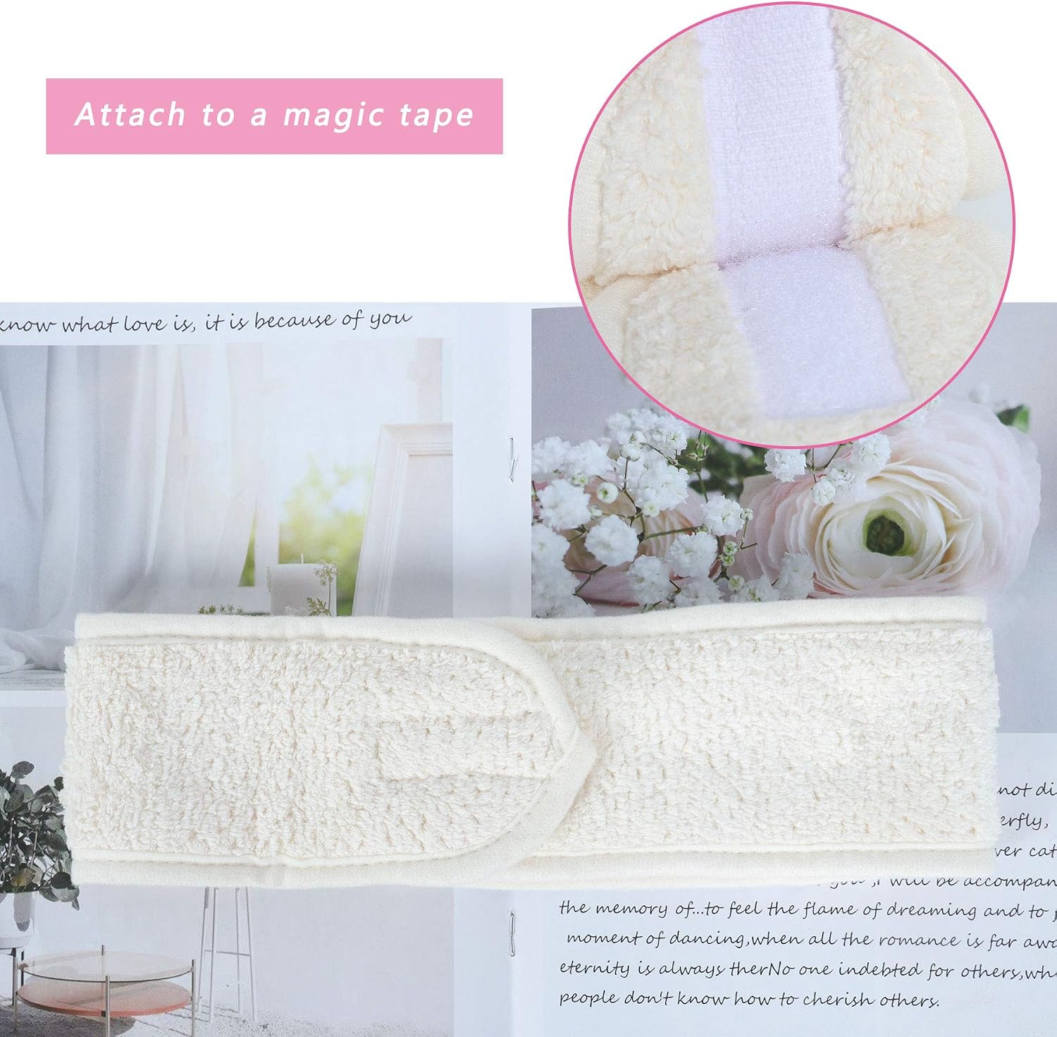 Spa-Stirnband - 3 Stück Gesichts-Make-up-Stirnband verstellbar dehnbar mit Magic Tape für Dusche Bad Sport - Image 4