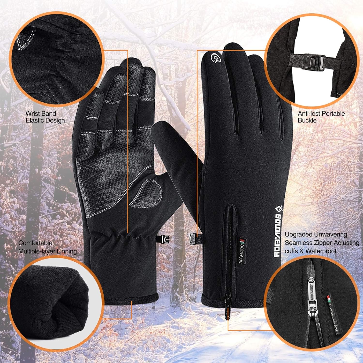 -30℉ Waterproof Winter Gloves for Men Women 10 Touch Screen Finger for Ski Snow: Clothing