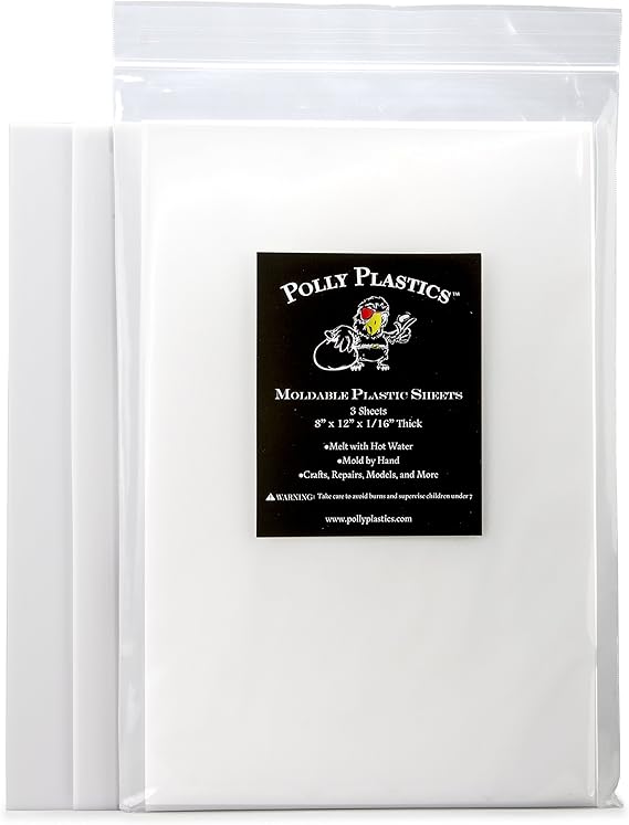 Polly Plastics Heat Moldable Plastic Sheets 8inch x 12inch x 1/16
