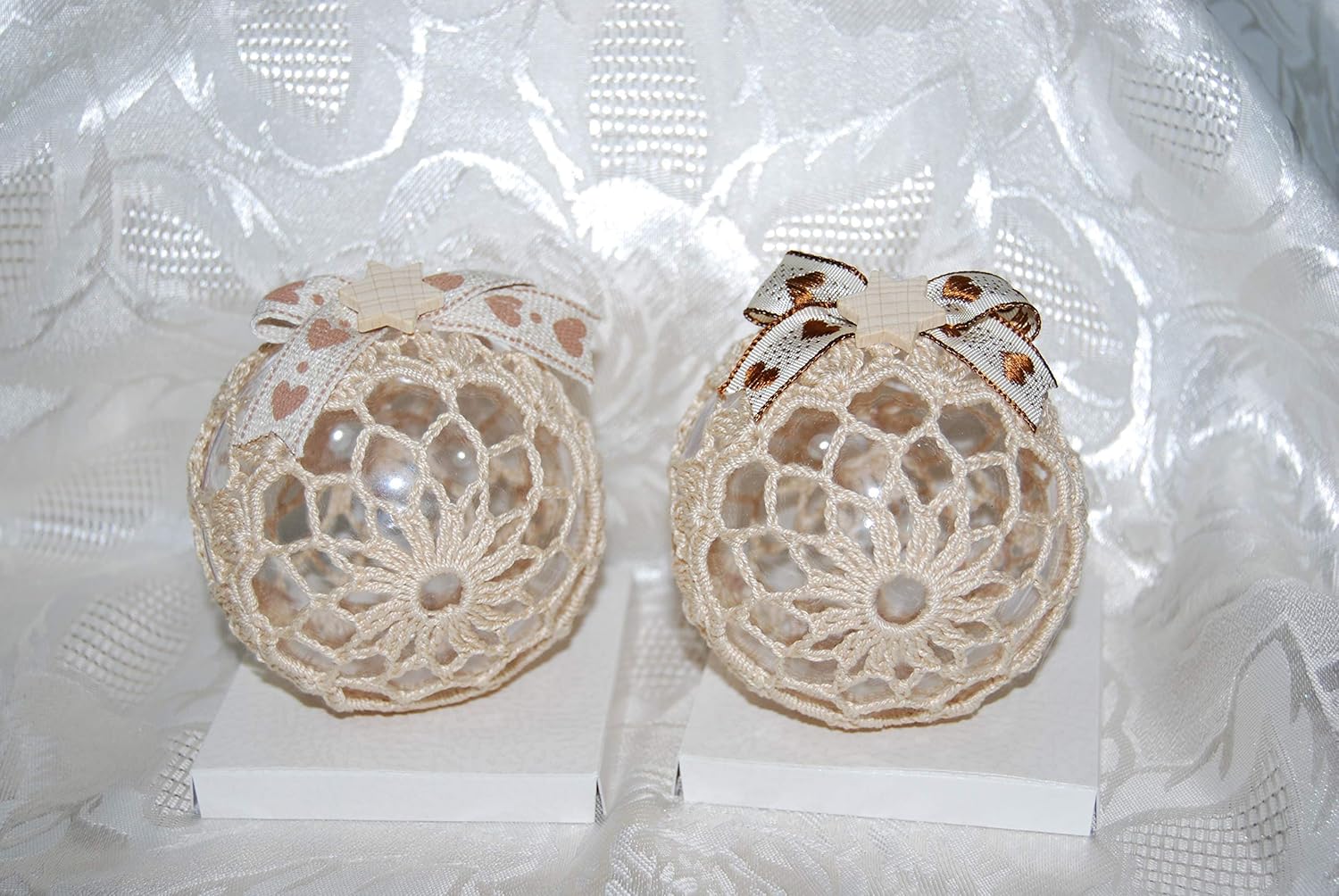 Piccola Stella Di Natale Uncinetto.2 Pz Palla Di Natale Snowballs Rivestita All Uncinetto Amazon It Handmade