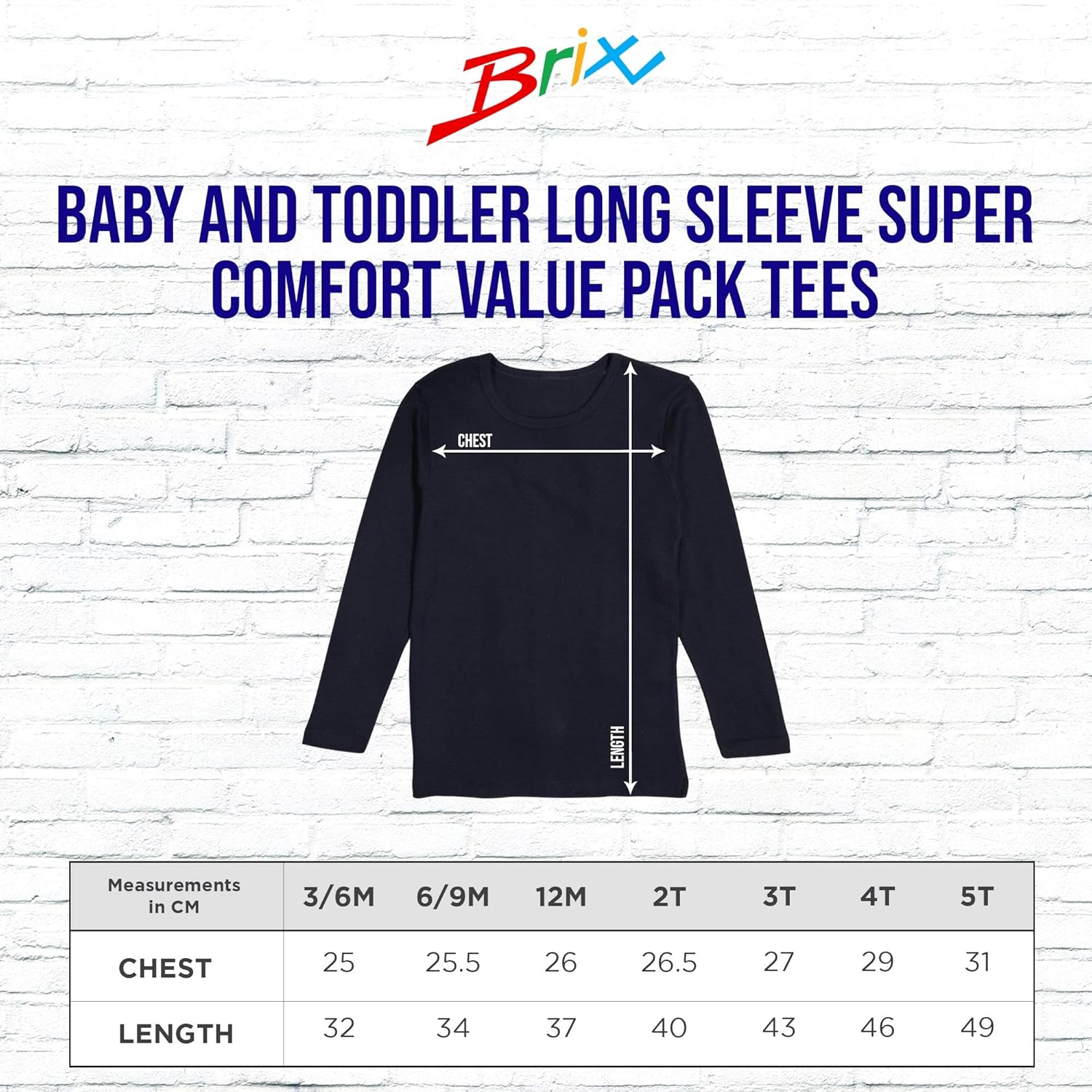 Brix Baby Toddler Boys' Long Sleeve - 4-Pack Cotton Tagless Tee Shirts.: Clothing
